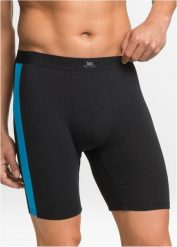 Długie bokserki o dopasowanym kroju z bawełną (2 pary). Czarne bokserki męskie bonprix, bez wzorów, z bawełny. Za 62.99 zł.