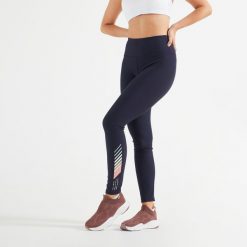 Legginsy fitness damskie Domyos. Czarne legginsy damskie DOMYOS, bez wzorów, z elastanu. Za 59.99 zł.