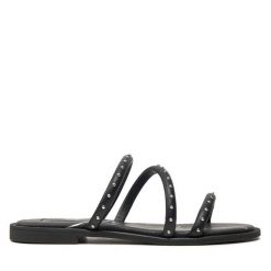 Klapki Pepe Jeans. Czarne klapki damskie Pepe Jeans, bez wzorów, z jeansu, bez obcasa, bez zapięcia. Za 299.99 zł.