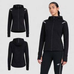 BLUZA DAMSKA DRESOWA 4F SPORTOWA TRENINGOWA TREKKINGOWA KOLOR CZARNY. Czarne bluzy damskie 4F, l, bez wzorów, z dresówki, sportowe, bez ramiączek, bez kaptura. Za 147.60 zł.