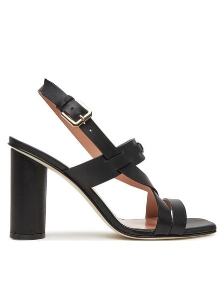 Pollini Sandały SA16358C0MTC0000 Czarny. Czarne sandały damskie Pollini, bez wzorów, ze skóry, bez obcasa, na słupku, bez zapięcia. Za 1,979.00 zł.