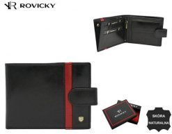Portfel skórzany Rovicky 22319L-RVTP czarny. Czarne portfele męskie ROVICKY, bez wzorów, ze skóry. Za 75.99 zł.