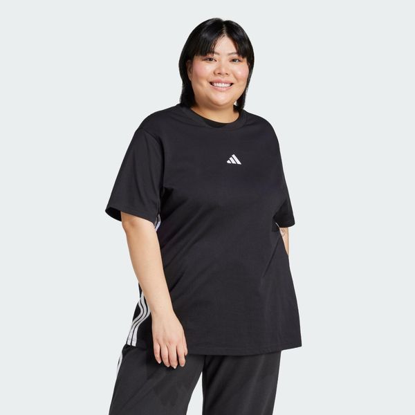 Koszulka Essentials 3-Stripes Cotton (Plus Size). Białe bluzki damskie Adidas, m, bez wzorów, z bawełny, sportowe, bez kołnierzyka, plus size, bez ramiączek. W wyprzedaży za 77.35 zł.