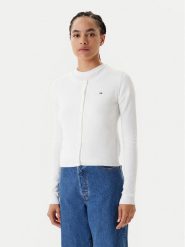 Tommy Jeans Kardigan Essential DW0DW20976 Écru Regular Fit. Kardigany damskie Tommy Jeans, s, bez wzorów, z bawełny, bez kołnierzyka. Za 279.99 zł.
