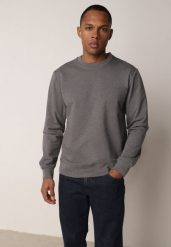 Ciemnoszara Bluza o Klasycznym Kroju z Bawełną Merinne. Szare bluzy męskie Born2be, l, bez wzorów, z bawełny, casualowe, bez ramiączek, bez kaptura. Za 89.99 zł.
