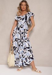 Niebieska Rozkloszowana Sukienka z Wiskozy w Geometryczny Wzór Anisoria. Niebieskie sukienki damskie Renee, na co dzień, l, bez wzorów, z wiskozy, eleganckie, bez kołnierzyka, bez ramiączek, midi, rozkloszowane. Za 54.99 zł.