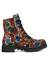 Rieker Trzewiki Y2440-90 Kolorowy. Botki damskie Rieker, bez wzorów, z materiału, bez obcasa, na płaskiej podeszwie, bez zapięcia. Za 259.99 zł.