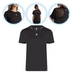 Koszulka damska Trexo Trexi Reg Tee. Czarne bluzki damskie TREXO, bez wzorów, sportowe, bez kołnierzyka, bez ramiączek. Za 49.99 zł.