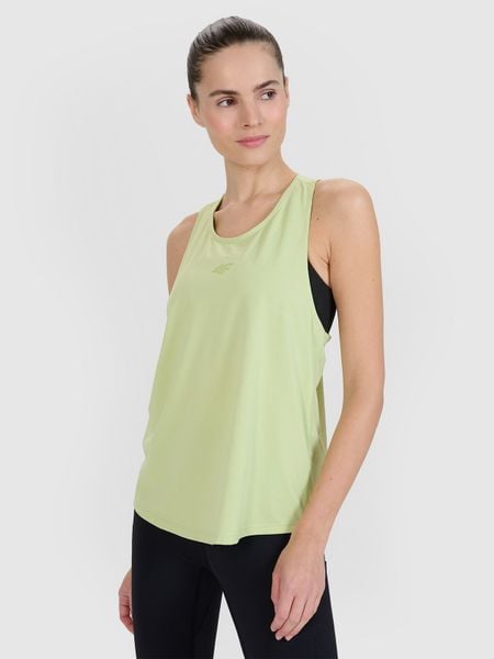 4F Top treningowy oversize szybkoschnący damski - zielony XS. Zielone topy damskie 4F, xs, bez wzorów, bez kołnierzyka, bez ramiączek. W wyprzedaży za 59.99 zł.