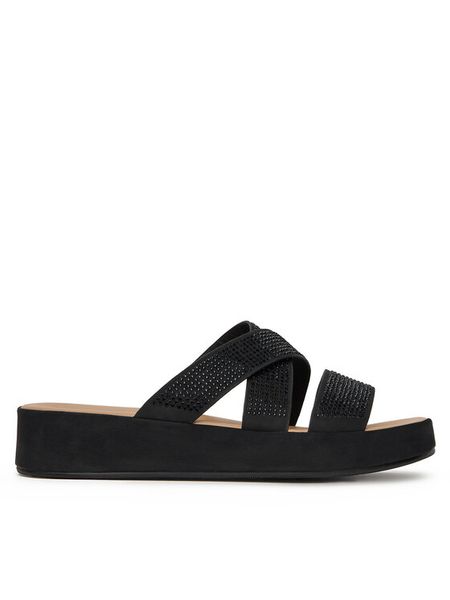 Clara Barson Klapki R23SS06671 Czarny. Czarne klapki damskie Clara Barson, bez wzorów, z materiału, bez obcasa, bez zapięcia. Za 119.99 zł.