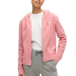 Bluza z kapturem i zamkiem gładka. Czerwone bluzy damskie Superdry, bez wzorów, eleganckie, bez ramiączek, z kapturem. Za 349.55 zł.