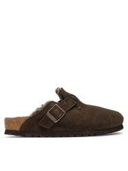 Birkenstock Klapki Boston Fur 1020529 Brązowy. Brązowe klapki damskie Birkenstock, bez wzorów, ze skóry, bez obcasa, bez zapięcia. Za 854.99 zł.