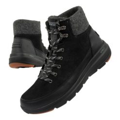 Buty sportowe damskie Skechers. Czarne obuwie sportowe damskie Skechers, bez wzorów, z syntetyku, bez zapięcia, trekkingowe. Za 249.00 zł.