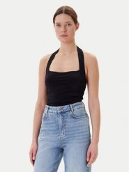 Guess Top W5YP28 KACM2 Czarny Regular Fit. Czarne topy damskie Guess, xxl, z aplikacjami, bez kołnierzyka, bez ramiączek. Za 169.99 zł.