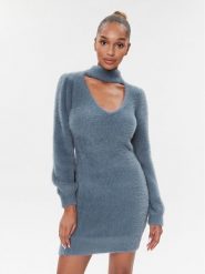Guess Sukienka dzianinowa W3BK0Z Z3BS0 Granatowy Slim Fit. Niebieskie sukienki damskie Guess, xl, z aplikacjami, z dzianiny, bez kołnierzyka, bez ramiączek. Za 429.99 zł.