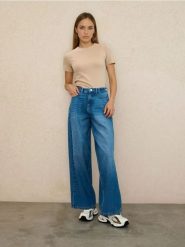 Jeansy baggy mid waist - niebieski. Niebieskie jeansy damskie Sinsay, bez wzorów, z jeansu. Za 79.99 zł.