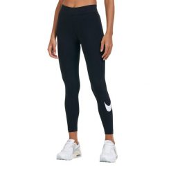 Legginsy Damskie Sportswear Essential Swoosh. Czarne legginsy damskie Nike, bez wzorów. Za 173.99 zł.