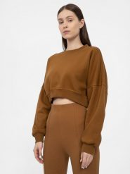 4F Bluza crop top nierozpinana bez kaptura damska M. Brązowe bluzy damskie 4F, m, bez wzorów, z dzianiny, bez ramiączek, bez kaptura. Za 149.99 zł.