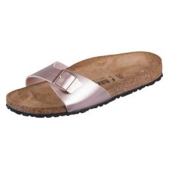 Klapki damskie Birkenstock Madrid. Żółte klapki damskie Birkenstock, bez wzorów, z materiału, bez obcasa, bez zapięcia. Za 462.00 zł.