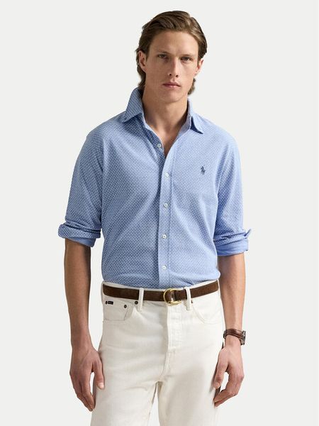 Polo Ralph Lauren Koszula 710963499001 Błękitny Slim Fit. Niebieskie koszule męskie Polo Ralph Lauren, m, bez wzorów, z bawełny, bez kołnierzyka, bez ramiączek. Za 369.99 zł.