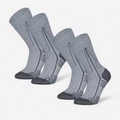 Skarpety turystyczne SH500 Mountain Mid. Niebieskie skarpetki damskie QUECHUA, bez wzorów, z elastanu. Za 99.99 zł.