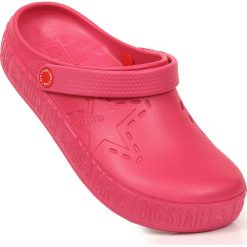 Klapki damskie chodaki różowe Big Star II275007. Czerwone klapki damskie BIG STAR, bez wzorów, z materiału, retro, bez obcasa, bez zapięcia. Za 69.99 zł.