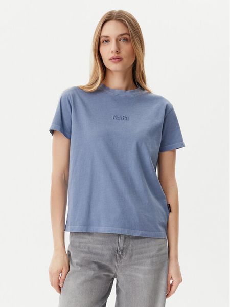 Napapijri T-Shirt S-Azure NP0A4IG3 Niebieski Regular Fit. Niebieskie t-shirty damskie Napapijri, l, bez wzorów, z bawełny, bez kołnierzyka, bez ramiączek. Za 159.99 zł.