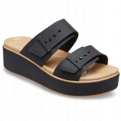 Sandały Dla Dorosłych Crocs Brooklyn Buckle Matte Wrap LW. Czarne sandały damskie Crocs, bez wzorów, z materiału, bez obcasa, na platformie, bez zapięcia. Za 289.99 zł.