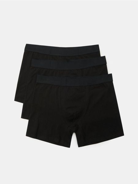 Bokserki long 3 pack - czarny. Czarne bokserki męskie Sinsay, bez wzorów. Za 29.99 zł.