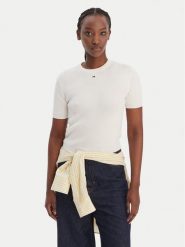 Tommy Jeans Sweter Essential DW0DW19336 Écru Regular Fit. Swetry nierozpinane damskie Tommy Jeans, xs, bez wzorów, z bawełny, bez kołnierzyka, bez ramiączek. Za 369.99 zł.