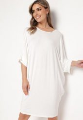 Biała Wiskozowa Sukienka w Stylu T-shirt z Krótkim Rękawem Fianessa. Białe sukienki damskie Born2be, do pracy, na lato, l, z aplikacjami, z wiskozy, biznesowe, bez kołnierzyka, bez ramiączek, mini. Za 19.99 zł.