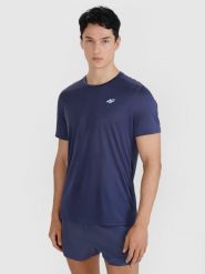 4F Koszulka do biegania regular szybkoschnąca męska - szara L. Szare t-shirty męskie 4F, l, bez wzorów, z dzianiny, bez kołnierzyka, bez ramiączek. W wyprzedaży za 119.99 zł.