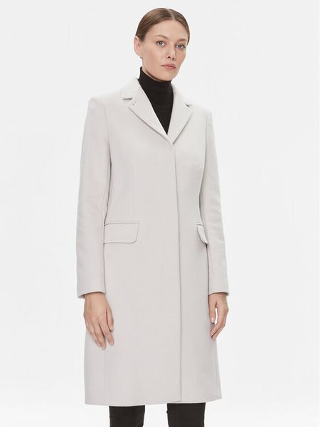 Calvin Klein Płaszcz wełniany Essential K20K206877 Écru Regular Fit. Płaszcze damskie Calvin Klein, na zimę, bez wzorów, z wełny, bez kołnierzyka, bez kaptura. Za 2,189.00 zł.