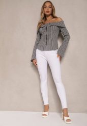 Białe Jeansy Skinny z Bawełną High Waist Ozdobione Guzikami Callirna. Białe jeansy damskie Renee, z aplikacjami, z bawełny, eleganckie, z podwyższonym stanem. Za 59.99 zł.