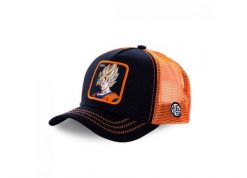 Czapka Trucker Capslab x Dragon Ball Z (Goku Saiyen) - Czarny/Pomarańczowy. Brązowe czapki damskie CapsLab, na lato, bez wzorów, z bawełny, biznesowe. Za 177.62 zł.