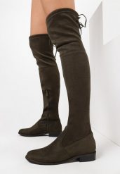 Zielone Kozaki Lady In Grey. Zielone kozaki damskie Born2be, bez wzorów, za kolano, bez obcasa, na płaskiej podeszwie, bez zapięcia. Za 139.99 zł.