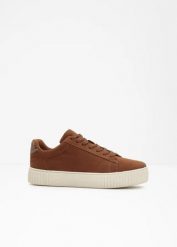 Sneakersy. Brązowe obuwie sportowe damskie bonprix, bez wzorów, bez zapięcia. Za 149.99 zł.