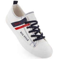 Trampki Big Star LL174005 białe. Białe trampki męskie bez wzorów, z materiału, eleganckie, bez zapięcia. Za 228.61 zł.