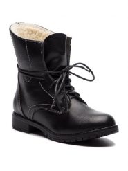 Clara Barson Trzewiki WYL1623-1 Czarny. Czarne botki damskie Clara Barson, bez wzorów, ze skóry, bez obcasa, na płaskiej podeszwie, bez zapięcia. Za 129.99 zł.