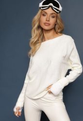 Jasnobeżowy Sweter o Klasycznym Kroju i Dekoltem w Łódkę Valorvia. Brązowe swetry nierozpinane damskie Renee, m, bez wzorów, z jeansu, biznesowe, bez kołnierzyka, bez ramiączek. Za 99.99 zł.
