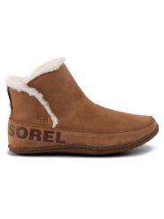 Sorel Botki Nakiska Bootie NL3389 Brązowy. Brązowe botki damskie Sorel, bez wzorów, ze skóry, bez obcasa, na płaskiej podeszwie, bez zapięcia. Za 359.99 zł.