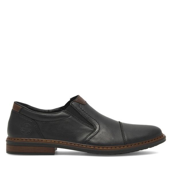 Półbuty Rieker. Czarne buty wizytowe męskie Rieker, bez wzorów, bez obcasa, bez zapięcia. Za 369.99 zł.