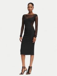 Elisabetta Franchi Sukienka koktajlowa AB-898-62E2 Czarny Slim Fit. Czarne sukienki damskie Elisabetta Franchi, bez wzorów, z syntetyku, wizytowe, bez kołnierzyka, bez ramiączek. Za 1,659.00 zł.