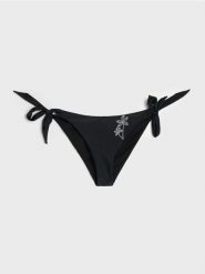 Wiązany dół od bikini - figi z haftem - czarny. Czarne stroje kąpielowe damskie Sinsay, l, bez wzorów. Za 25.99 zł.