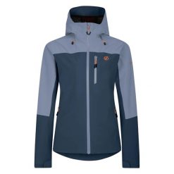 Kurtka przeciwdeszczowa damska Mountain Series. Niebieskie kurtki sportowe damskie Dare 2B, bez wzorów, z materiału, bez ramiączek, bez kaptura, trekkingowe. Za 399.99 zł.