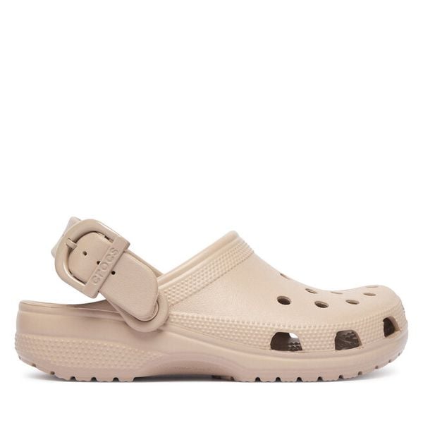 Klapki Crocs. Brązowe klapki damskie Crocs, bez wzorów, bez obcasa, bez zapięcia. Za 259.99 zł.