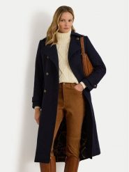 LAUREN RALPH LAUREN Płaszcz wełniany 297P04150002 Granatowy Regular Fit. Niebieskie płaszcze damskie Lauren Ralph Lauren, na zimę, bez wzorów, z syntetyku, bez kołnierzyka, bez kaptura. Za 2,199.00 zł.