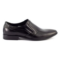 Lukas Buty męskie wizytowe wsuwane 284 czarne. Czarne buty wizytowe męskie bez wzorów, z jeansu, bez obcasa, bez zapięcia. Za 367.89 zł.