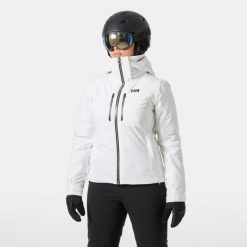 Damska kurtka narciarska Helly Hansen Alphelia Lifaloft. Białe kurtki sportowe damskie Helly Hansen, bez wzorów, bez ramiączek, bez kaptura, narciarskie. Za 2,217.00 zł.