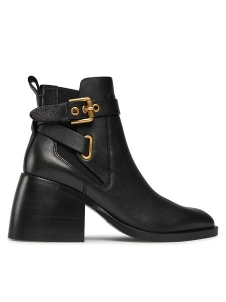 See By Chloé Botki SB41011A Czarny. Czarne botki damskie See By Chloé, bez wzorów, ze skóry, bez obcasa, na słupku, bez zapięcia. Za 2,449.00 zł.